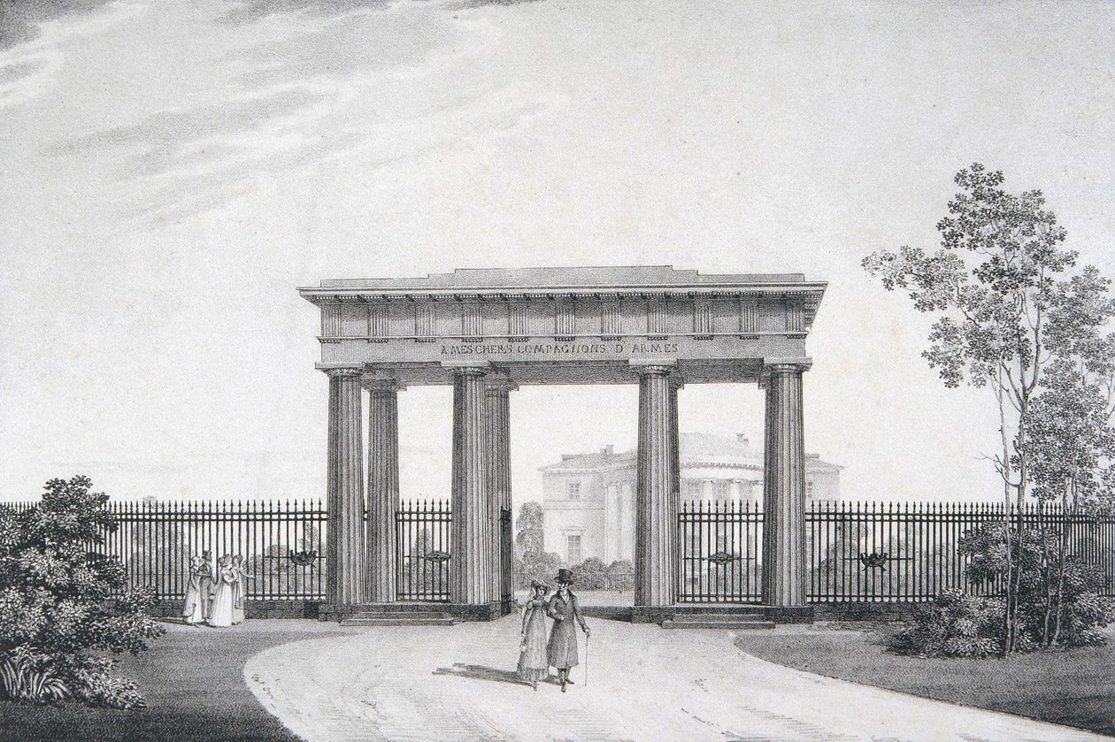 De Poort voor mijn Dierbare Wapenbroeders in het Catherine Park in Tsarskoye Selo, 1822 door Alexander Andreyevich Thon