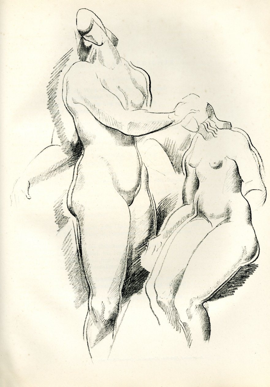 Duits: Figurliche Kompositio Figurliche Komposition (Figuratieve compositie), uit Genius, Zeitschrift für werdende und alte Kunst door Alexander Archipenko