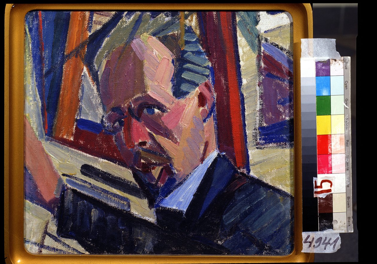 Zelfportret. Schilderij van Alexander Konstantinovich Bogomazov (1880-1930) door Alexander Bogomazov