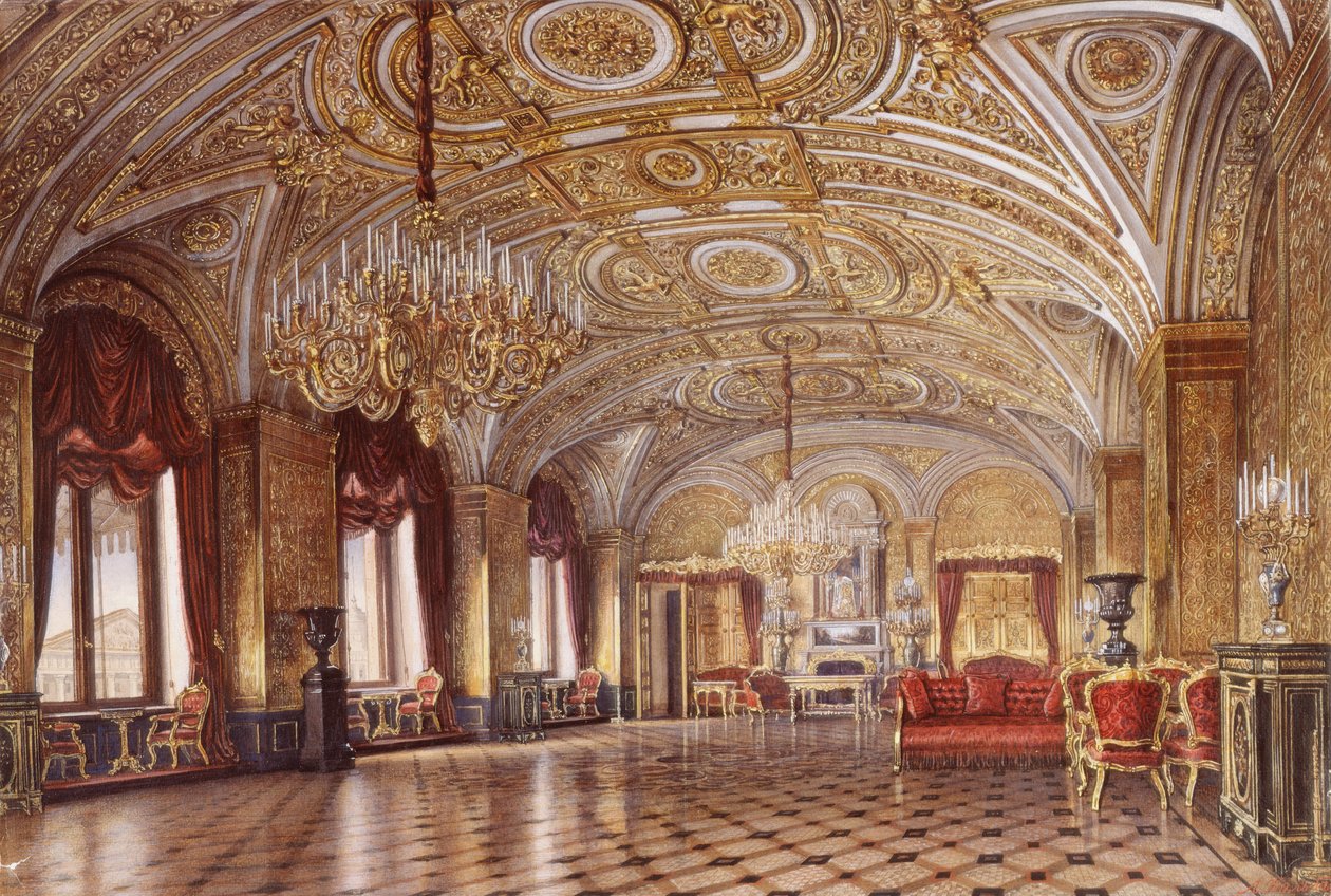 Interieurs van het Winterpaleis. De Gouden Tekenzaal, midden 19e eeuw door Alexander Chrisophorovich Kolb