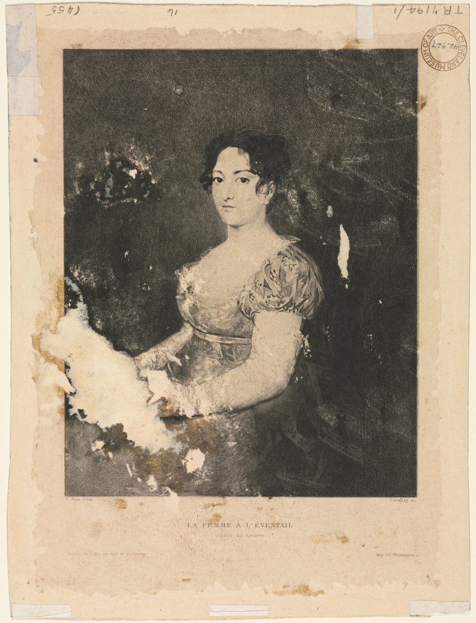 De Vrouw met de Waaier, naar Goya (verso) door Alexander Claude Louis Lavalley