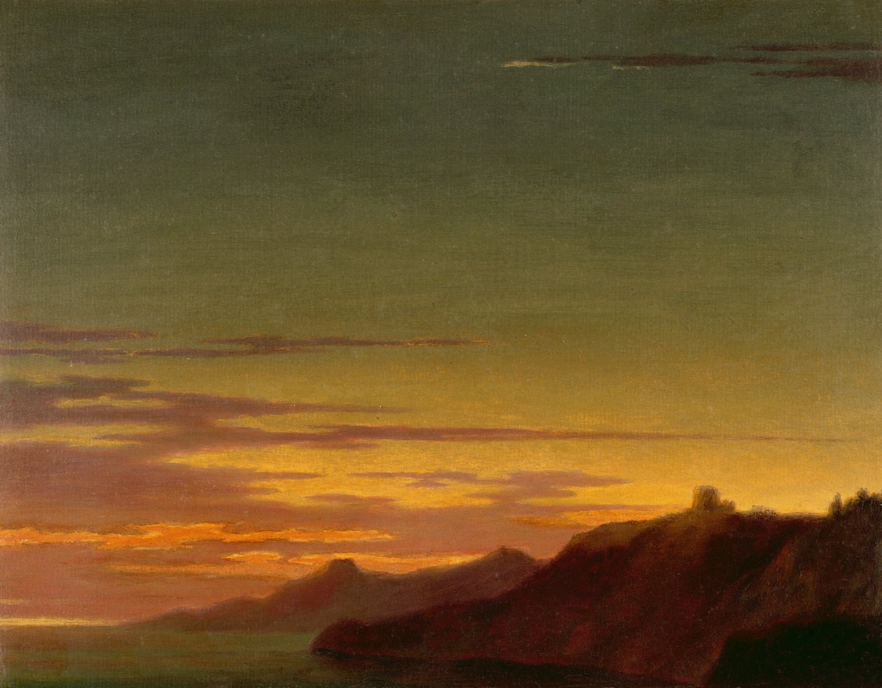 Einde van de Dag: Zonsondergang aan de Kust door Alexander Cozens