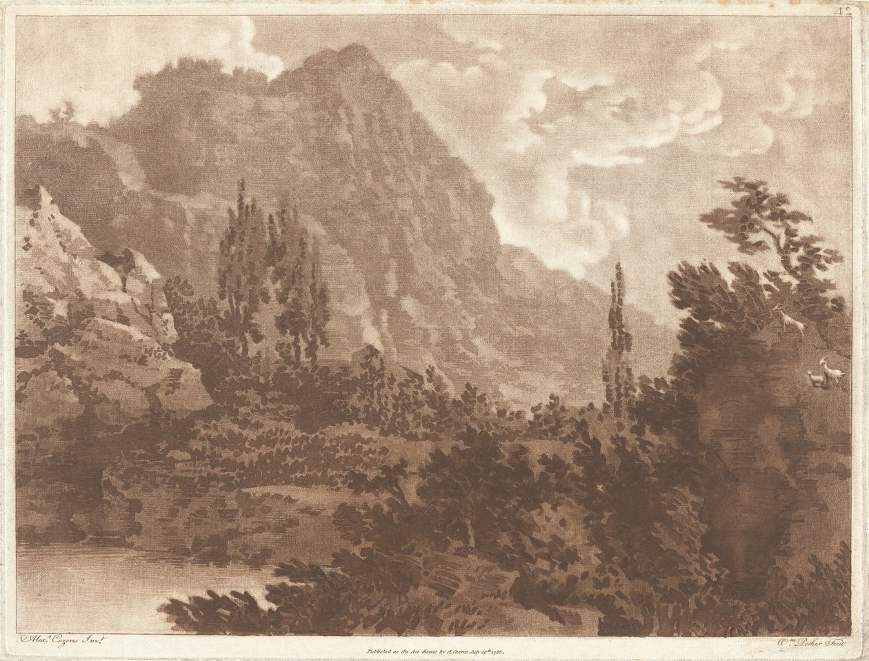 Een tweede tekening gemaakt van dezelfde vlek door Alexander Cozens and William Pether