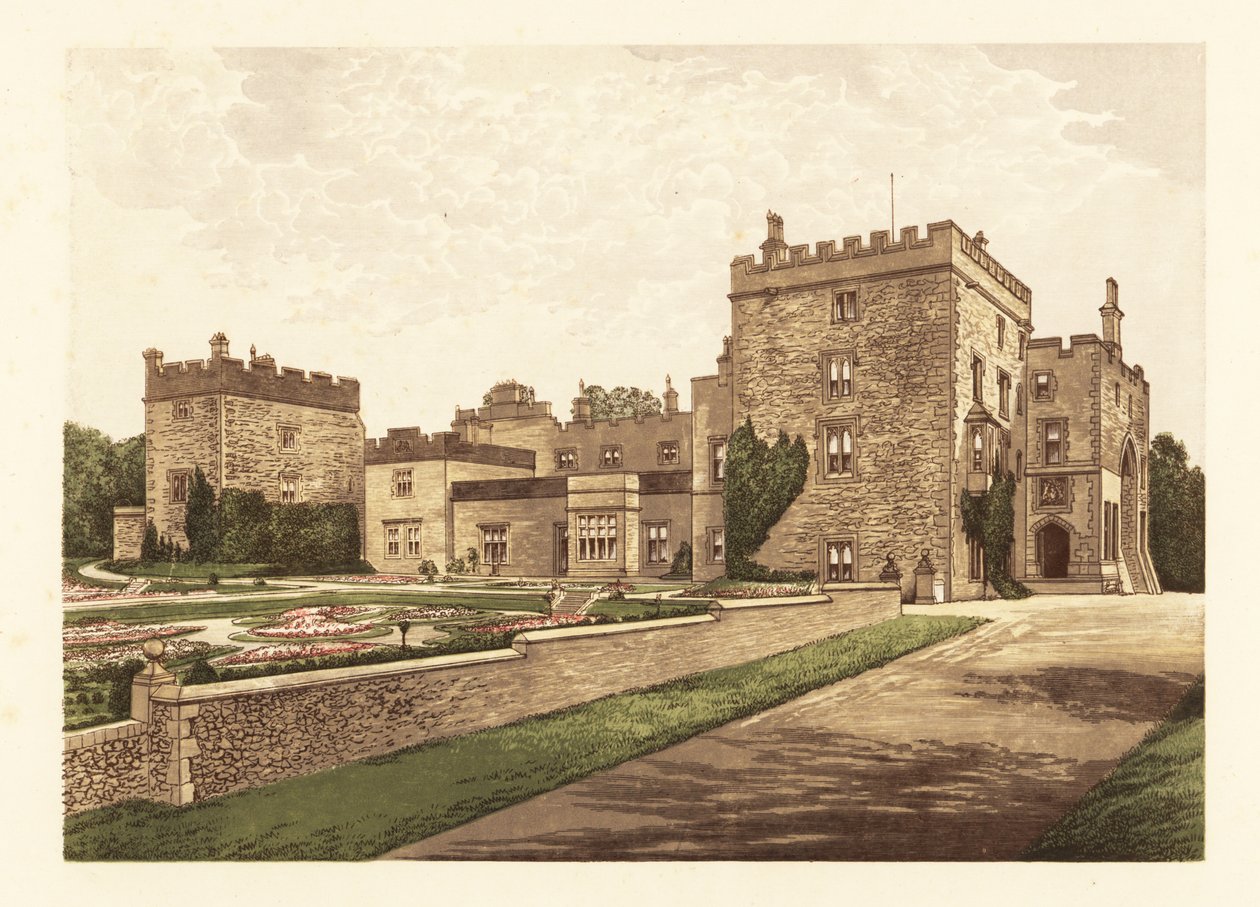 Muncaster Castle, Cumbria, Engeland, 1880 (gravure) door Alexander Francis (after) Lydon