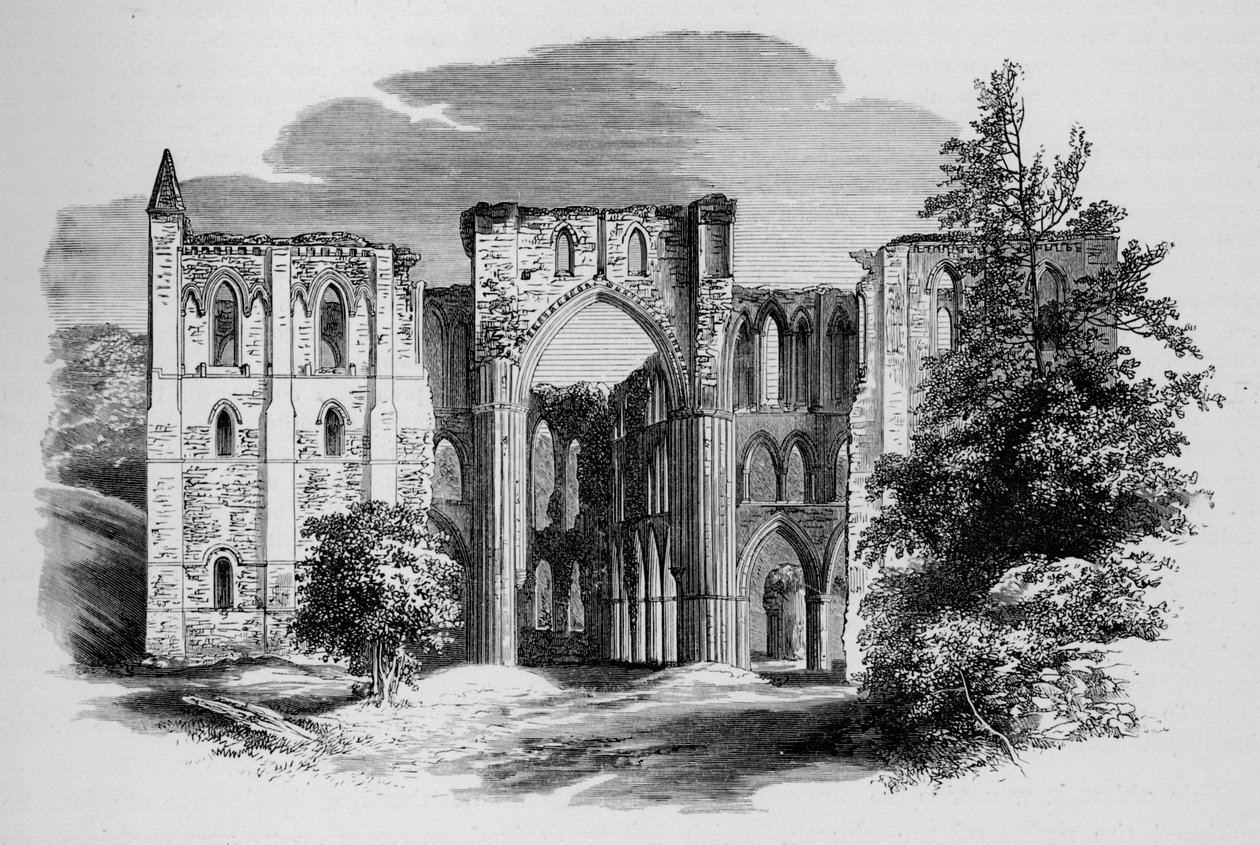 Koor, vanuit het noorden, Rievaulx Abbey door Alexander Francis Lydon