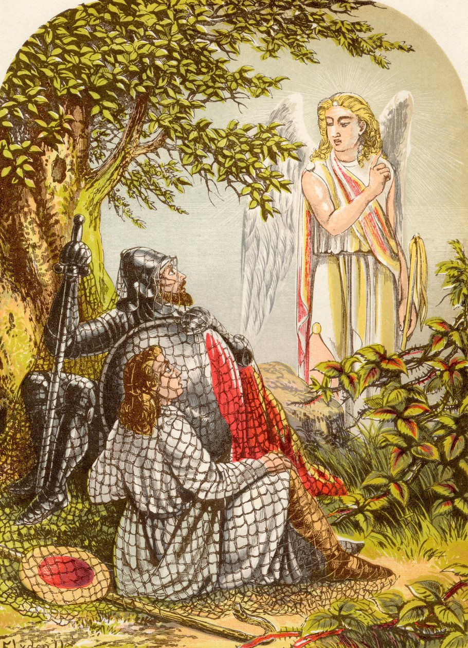 Christen en Hoopvol gevangen in het net, uit De Pelgrimsreis van John Bunyan, gepubliceerd ca. 1880 door Alexander Francis Lydon