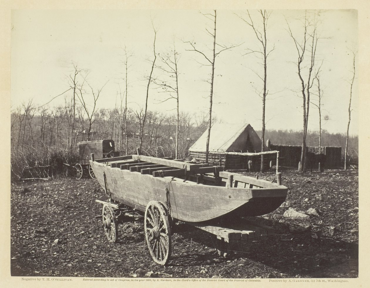 Pontoonboot, Brandy Station, Virginia, februari 1864 door Alexander Gardner