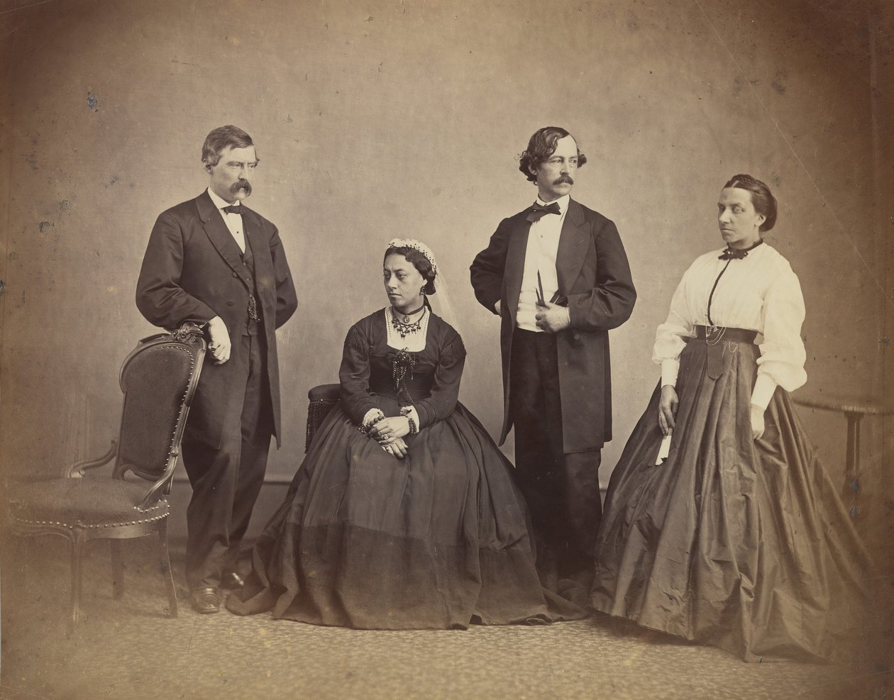 Koningin Emma van Hawaï en haar gevolg, 1865 door Alexander Gardner