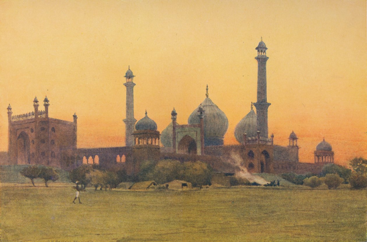 De Jumma Musjid, Delhi - Bij zonsondergang, ca. 1880-1905 door Alexander Henry Hallam Murray