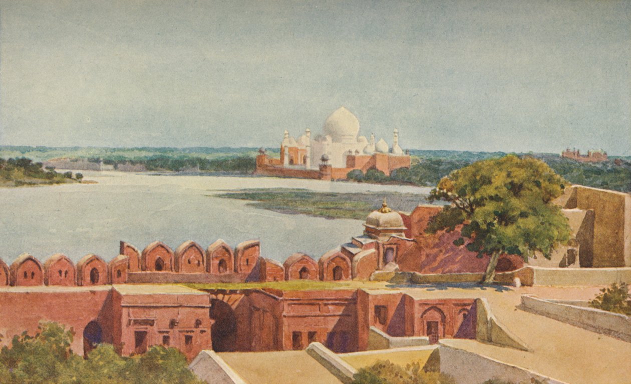 De Taj vanuit het fort, Agra door Alexander Henry Hallam Murray