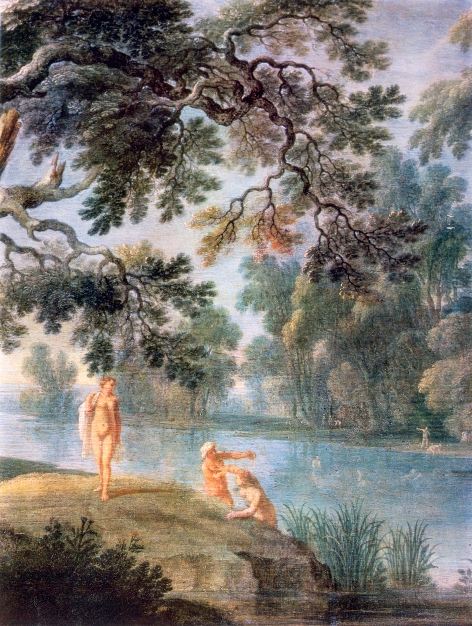 Nimfen baden (detail), ca. 1620-1652 door Alexander Keirincx