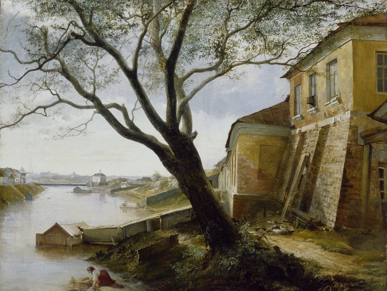 Over de Yauza Rivier in Moskou door Alexander Pavlovich Popov