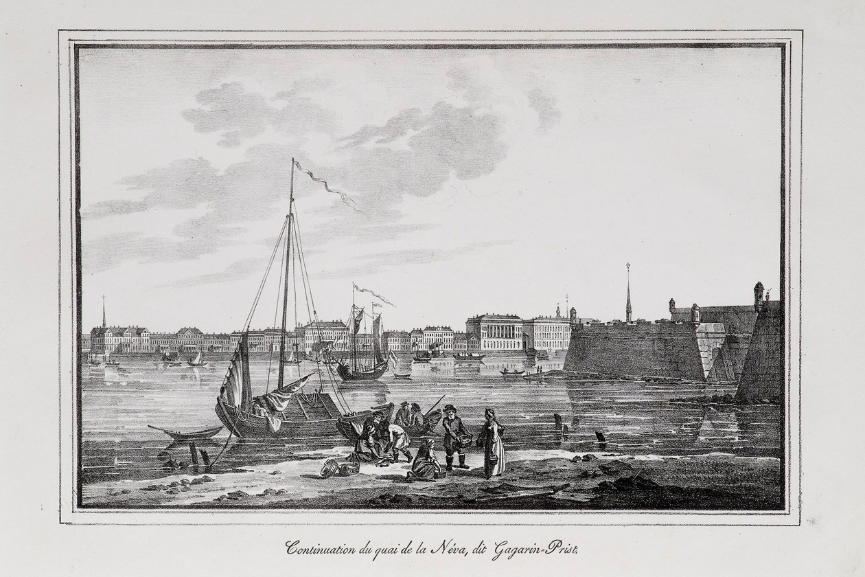 De Petrovsky kade in Sint-Petersburg, de zogenaamde Gagarinsky ruzie uit de serie Zichten van Sint-Petersburg door Alexander Pluchart