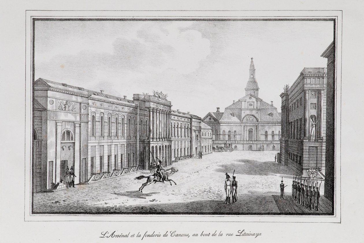 Uitzicht op het Arsenaal en de Gieterij in Sint-Petersburg Serie Uitzichten van Sint-Petersburg door Alexander Pluchart