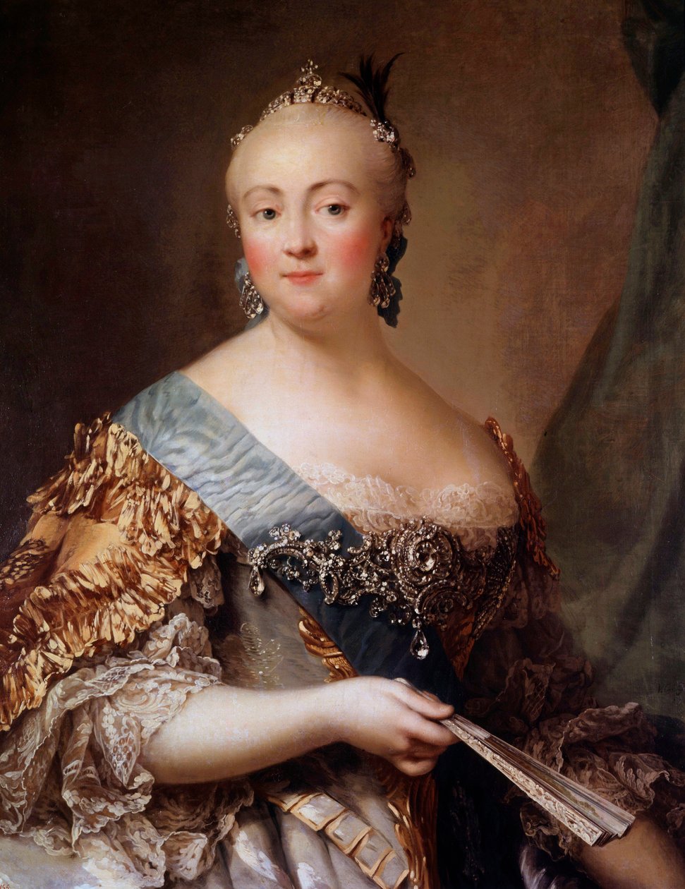 Portret van Elisabeth Petrovna (1709-1762), Keizerin van Rusland onder de naam Elisabeth I, dochter van Peter de Grote door Alexander Roslin