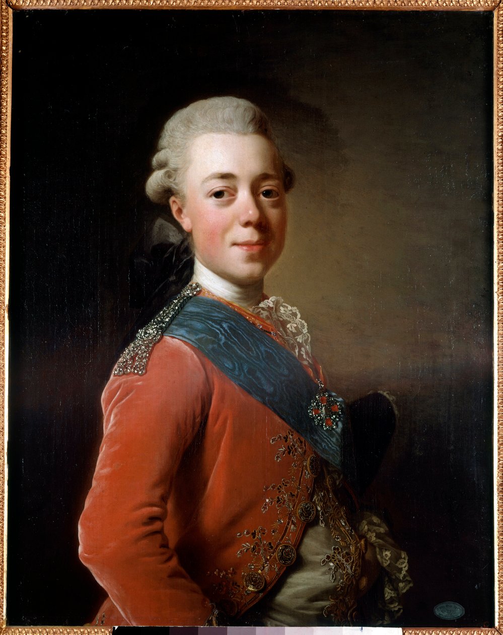 Portret van Paul I (1754 - 1801), Keizer van Rusland door Alexander Roslin