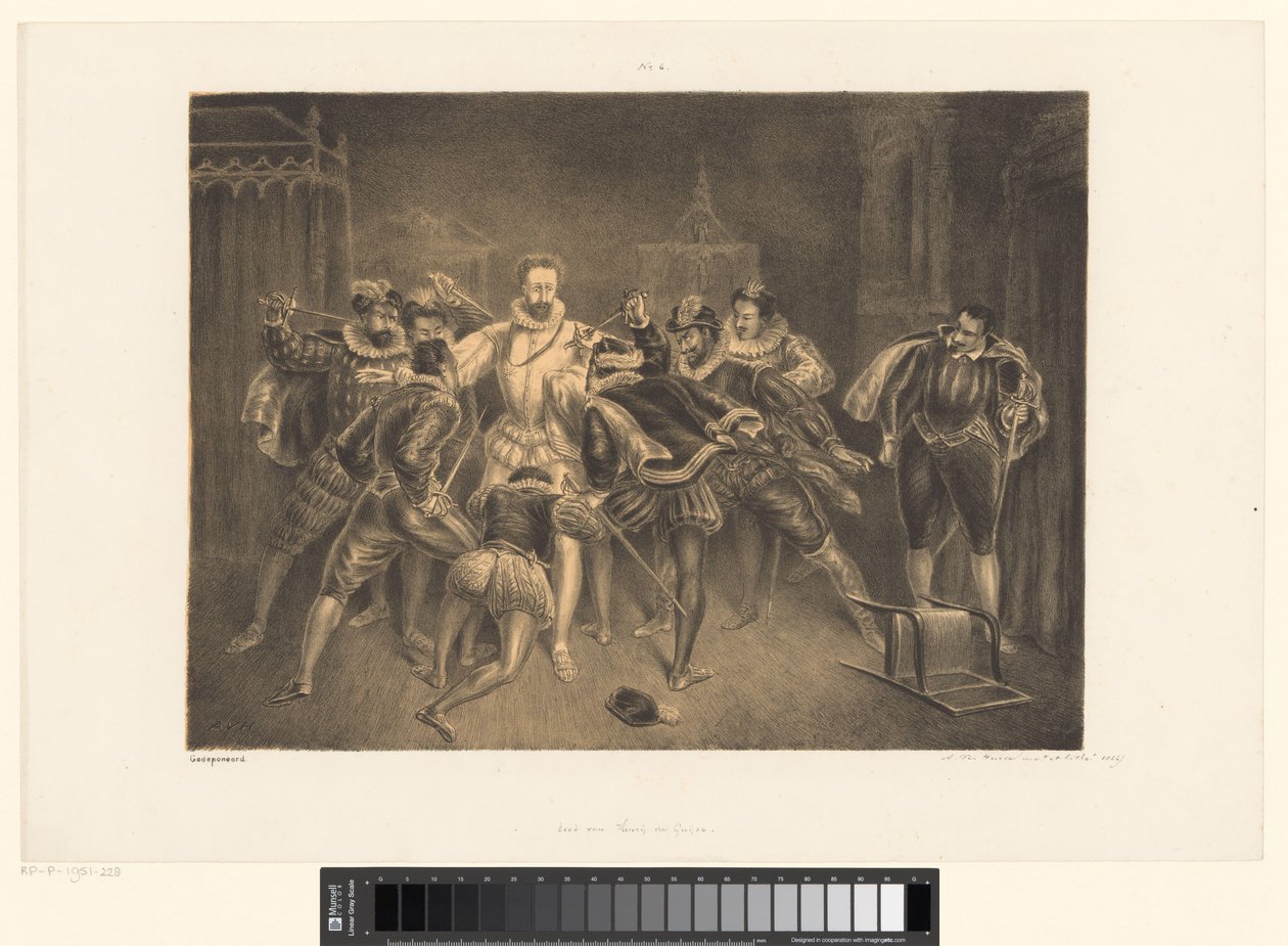 Moord op Hendrik van Guise door Alexander Ver Huell (signed by artist)