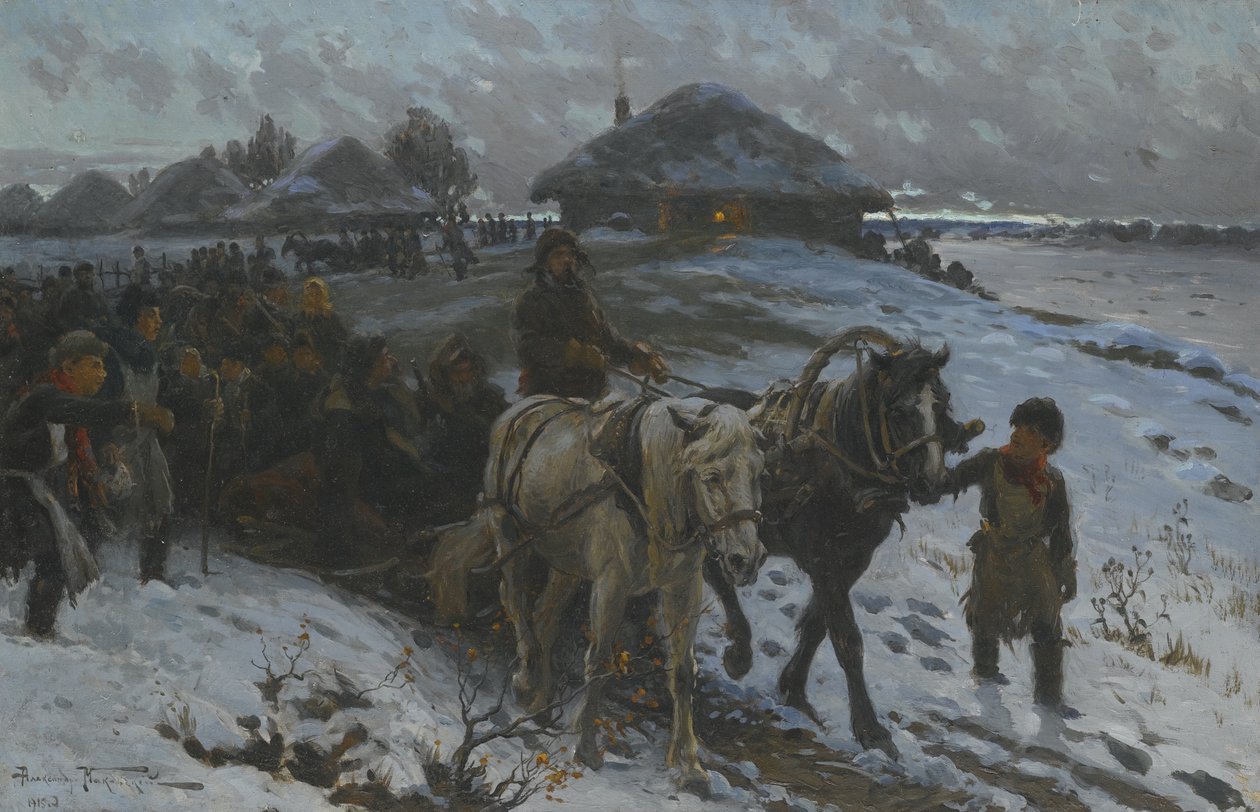 Vertrek voor de jacht, 1915 door Alexander Vladimirovich Makovsky