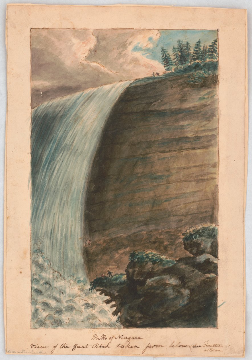 Watervallen van Niagara. Uitzicht op de grote worp van onderaf, zie Foresters, een gedicht LCCN2016648705 door Alexander Wilson