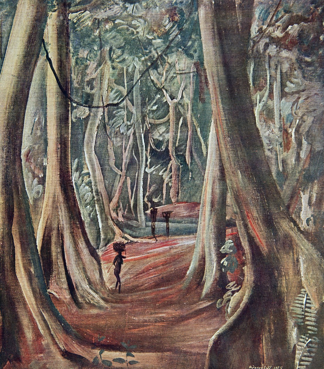 In het Grote Bos, uit Tekeningen en Schilderijen van Afrika, uitgevoerd tijdens de Citroen Centraal Afrika expeditie, tweede missie Haardt Audouin-Dubreuil, uitgegeven Parijs, 1927 door Alexander Yakovlev