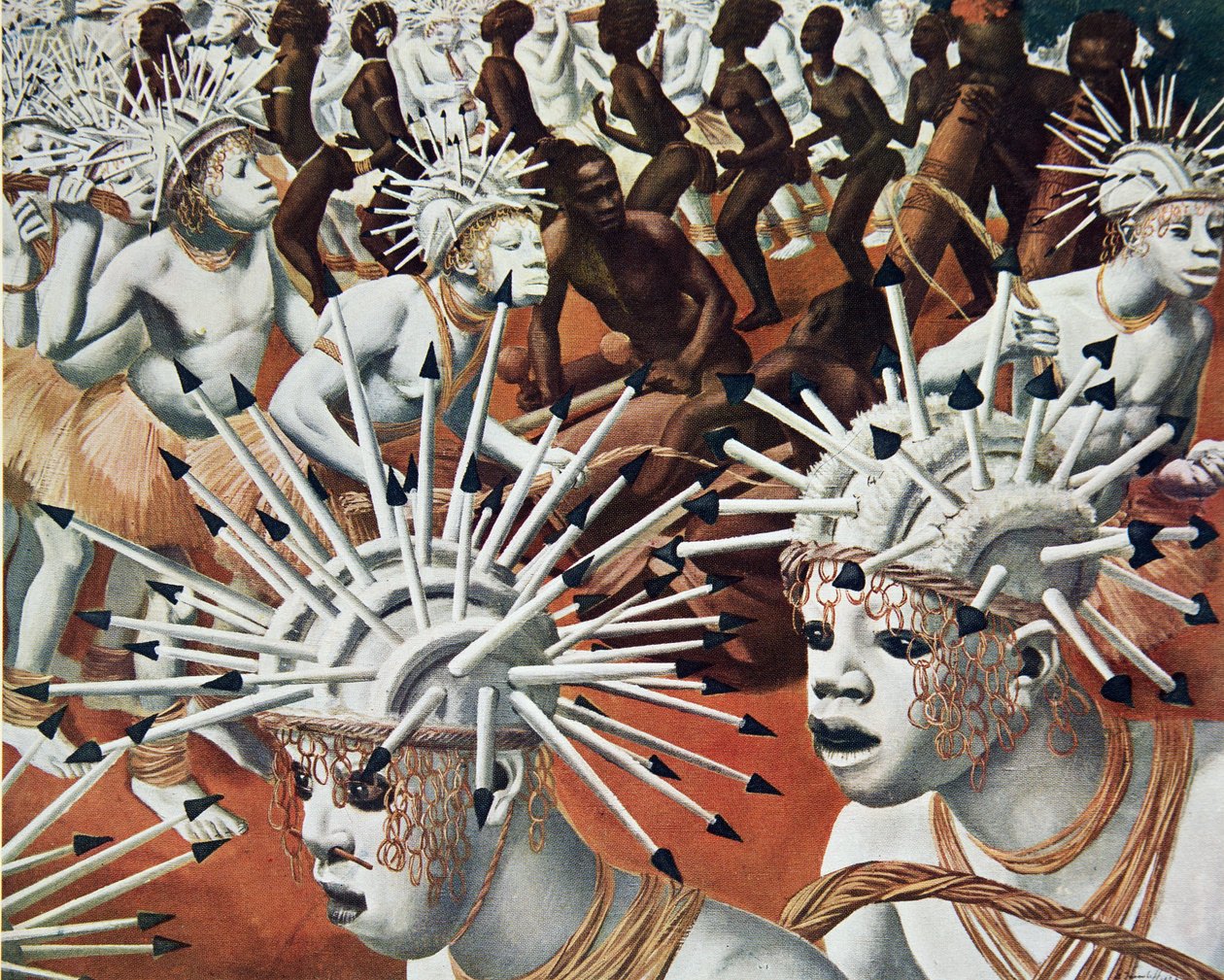 De Ganza (Bambili), uit Tekeningen en Schilderijen van Afrika, uitgevoerd tijdens de Citroen Centraal Afrika expeditie, tweede missie Haardt Audouin-Dubreuil, uitgegeven Parijs, 1927 door Alexander Yakovlev