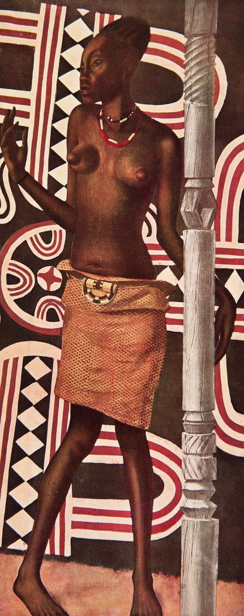Molende, de Mangbetou, uit Tekeningen en Schilderijen van Afrika, uitgevoerd tijdens de Citroen Centraal Afrika expeditie, tweede missie Haardt Audouin-Dubreuil, uitgegeven Parijs, 1927 door Alexander Yakovlev