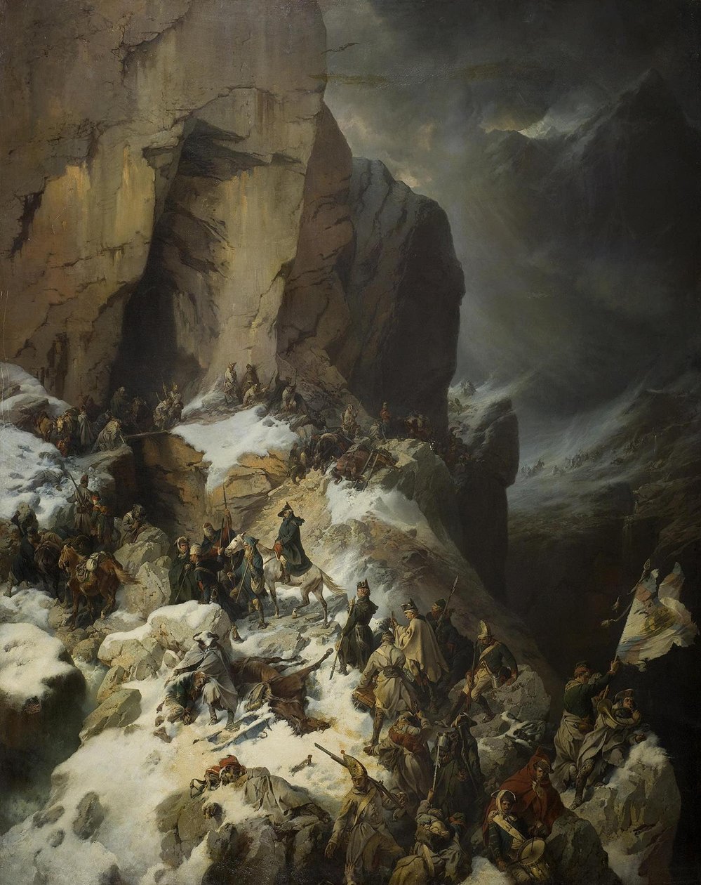 Suvorov steekt de Panix-pas over, 1860 door Alexander von Kotzebue