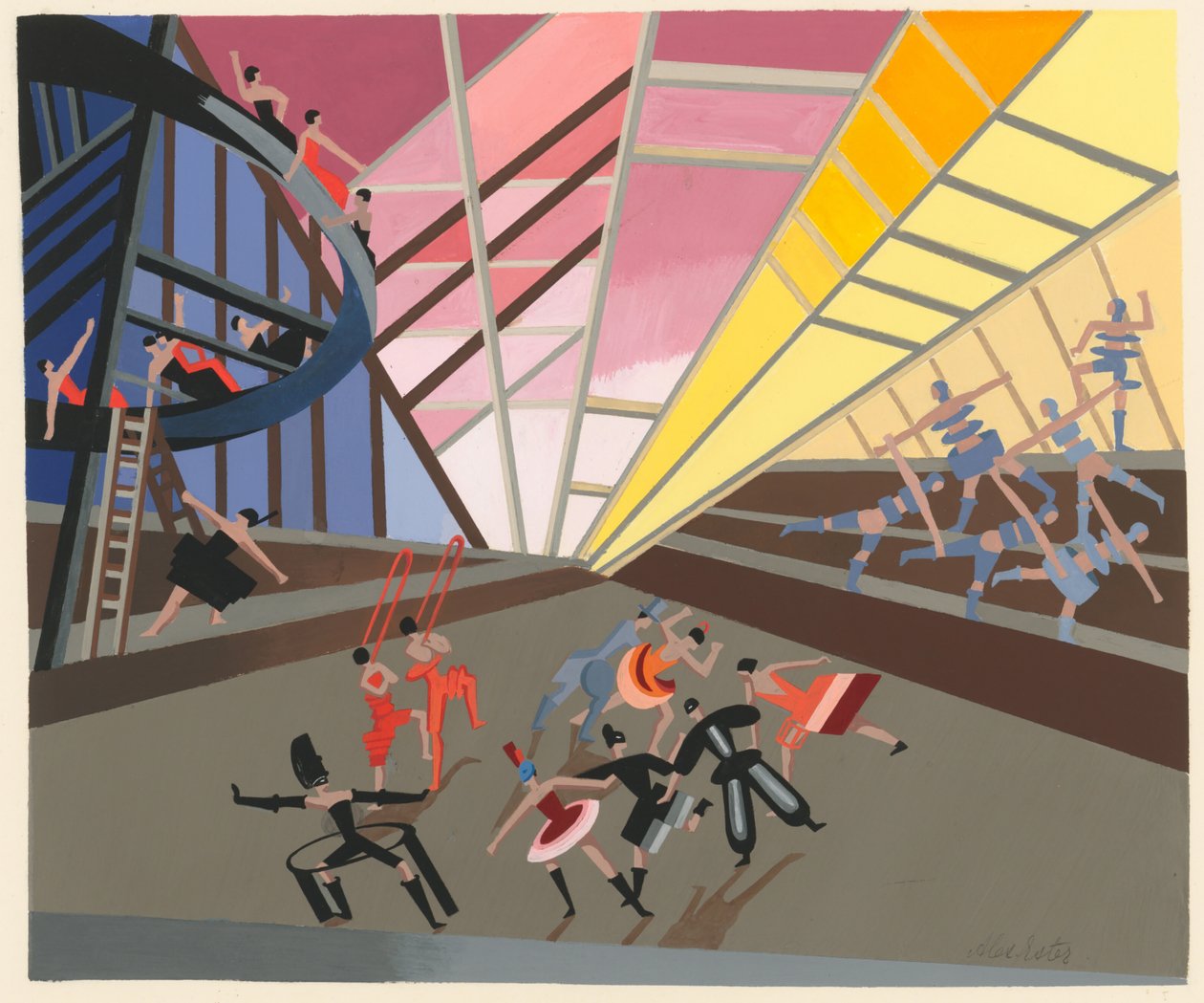 Scenisch ontwerp uit de portfolio Décors de Théâtre, 1930 door Alexandra Alexandrowna Exter