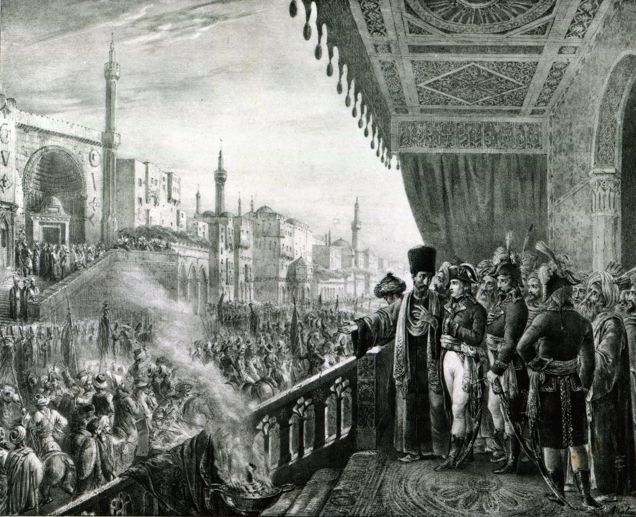 Napoleon Bonaparte (1769-1821) viert de verjaardag van de profeet Mohammed in Caïro, tijdens zijn Egyptische campagne, 1799 door Alexandre Marie Colin