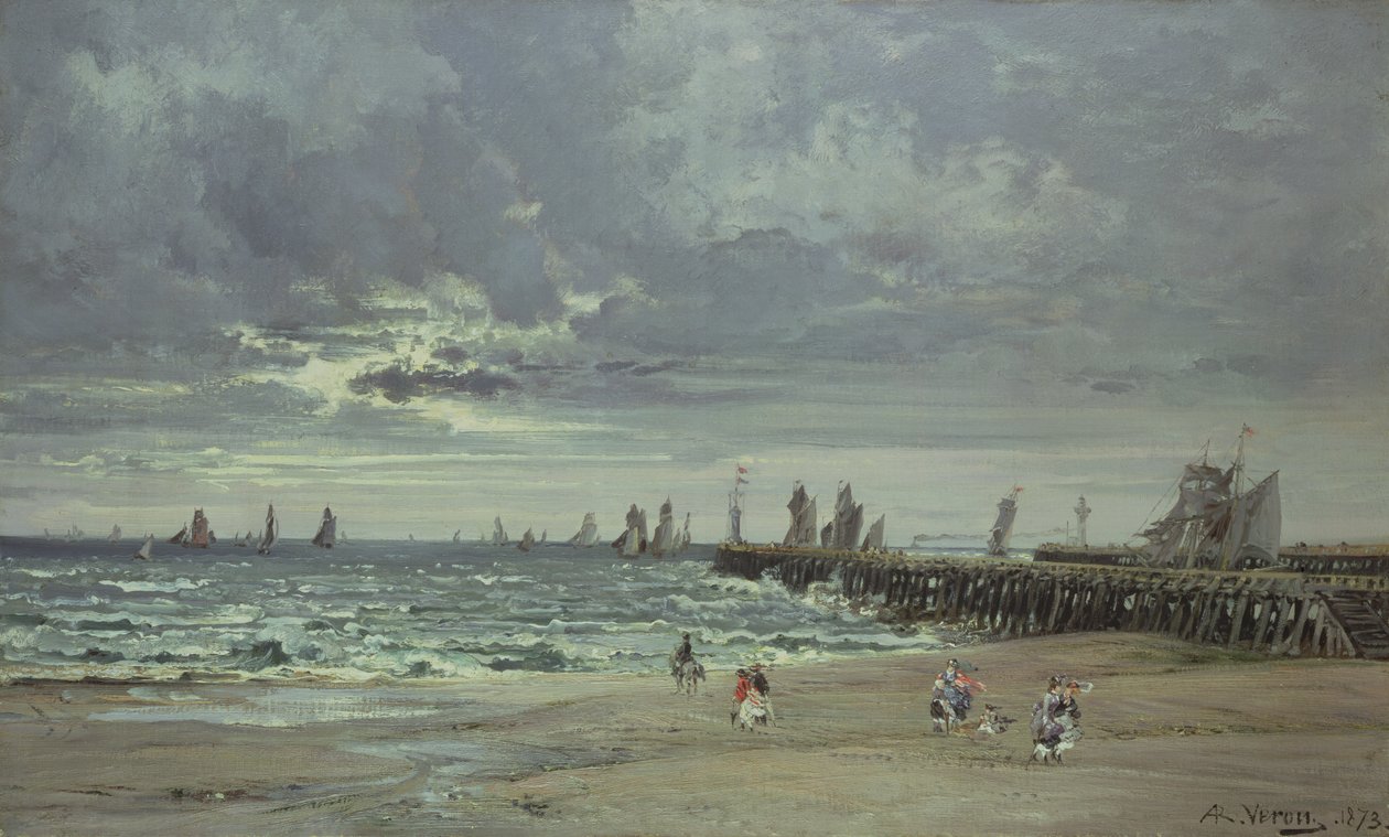 De zee bij Boulogne, 1873 door Alexandre Rene Veron