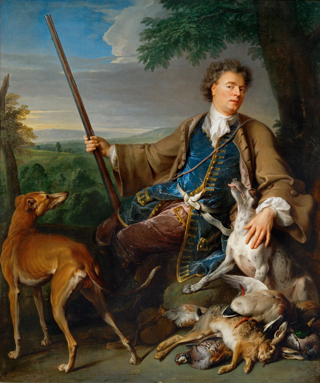 Portret van de kunstenaar als jager, ca. 1699 (schilderij op doek) door Alexandre Francois Desportes