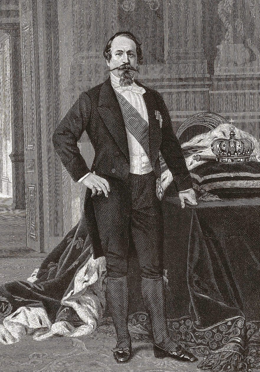 Portret van Napoleon III, keizer van de Fransen - gravure naar het schilderij van Alessandro Cabanel door after Alexandre Cabanel