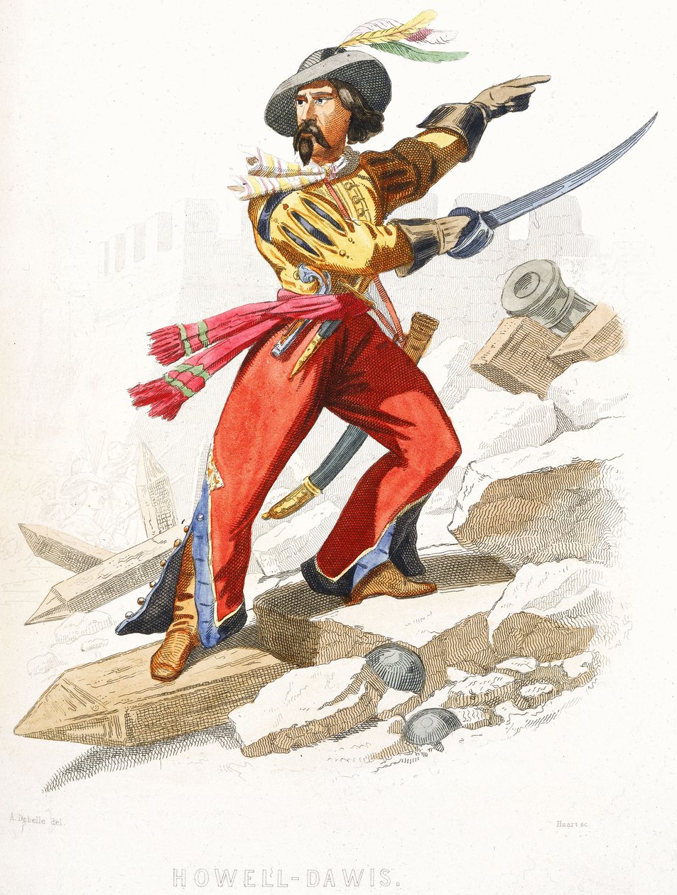 De Welshe piraat Howell Davis, midden 19e eeuw door Alexandre (after) Debelle