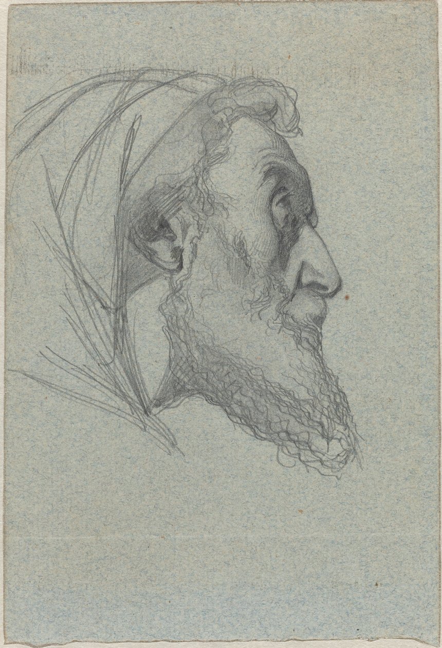 Baardige Man in Profiel (recto) / Vrouw die Omhoog Kijkt (verso) door Alexandre Bida