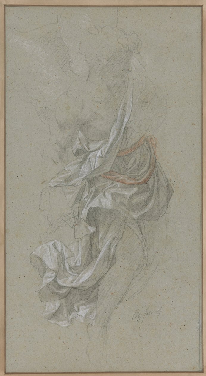 Draperiestudie voor Een Engel die God de Vader bijstaat, in Le Paradis Perdu door Alexandre Cabanel