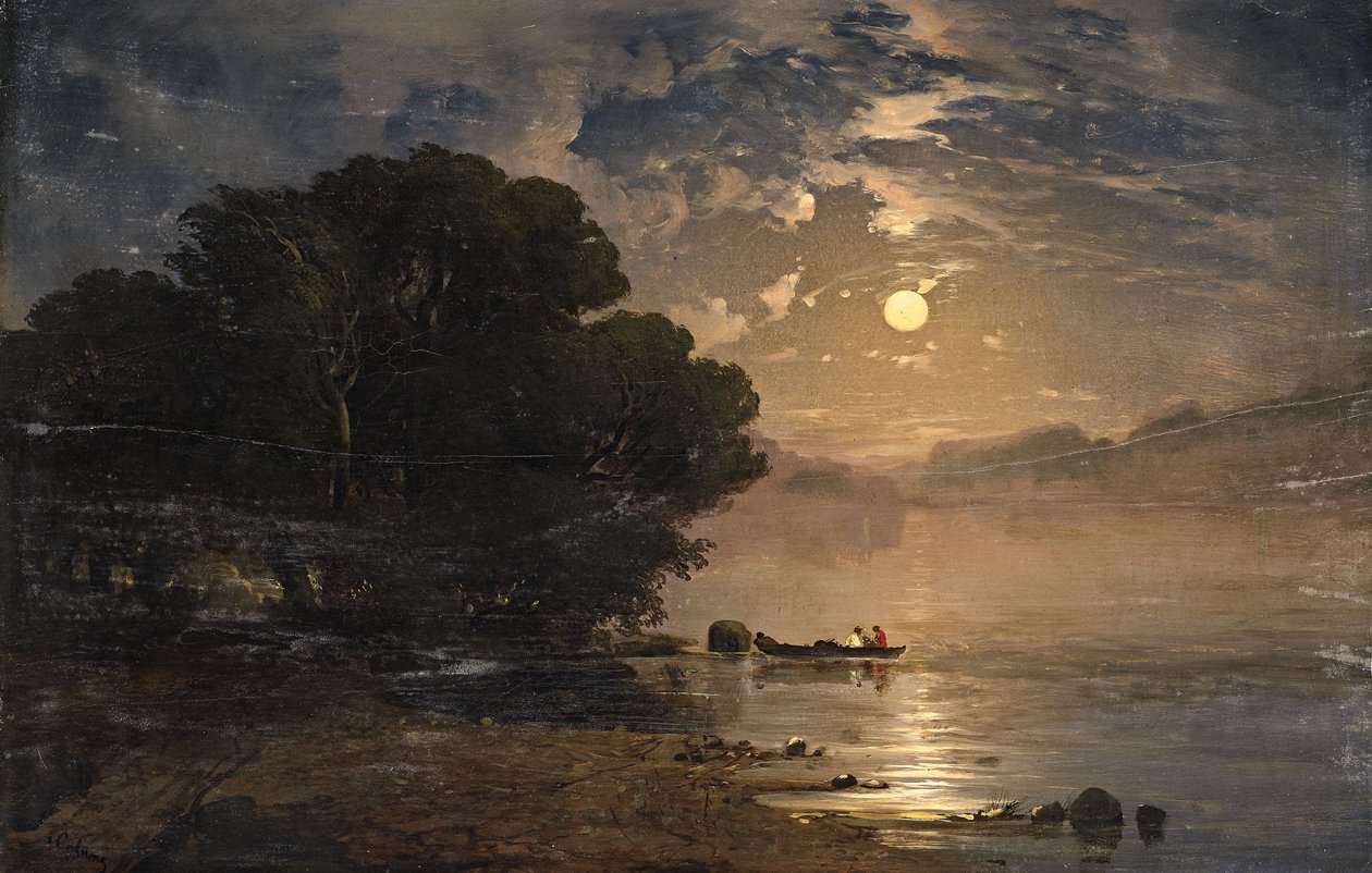 Avondlandschap met een meer door Alexandre Calame