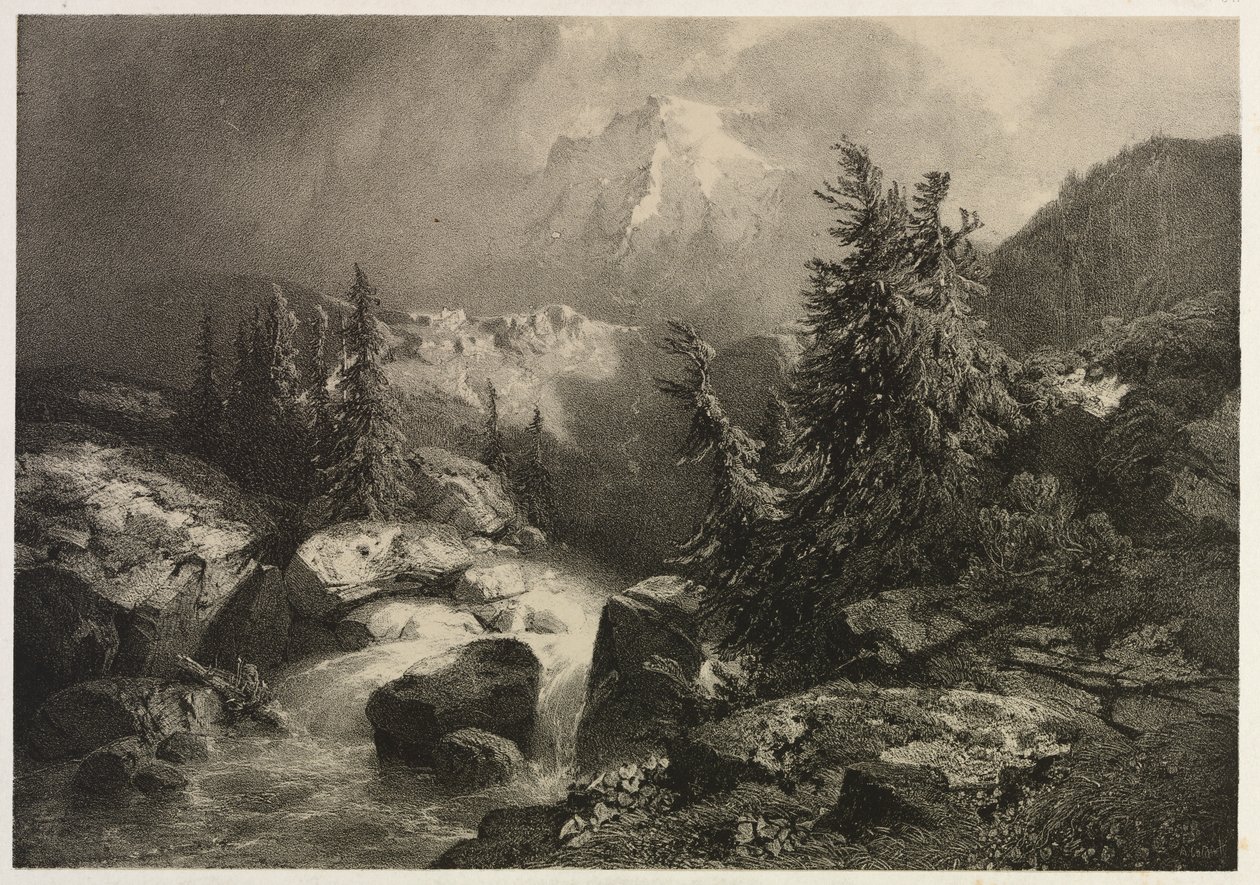 Storm in de Alpen door Alexandre Calame