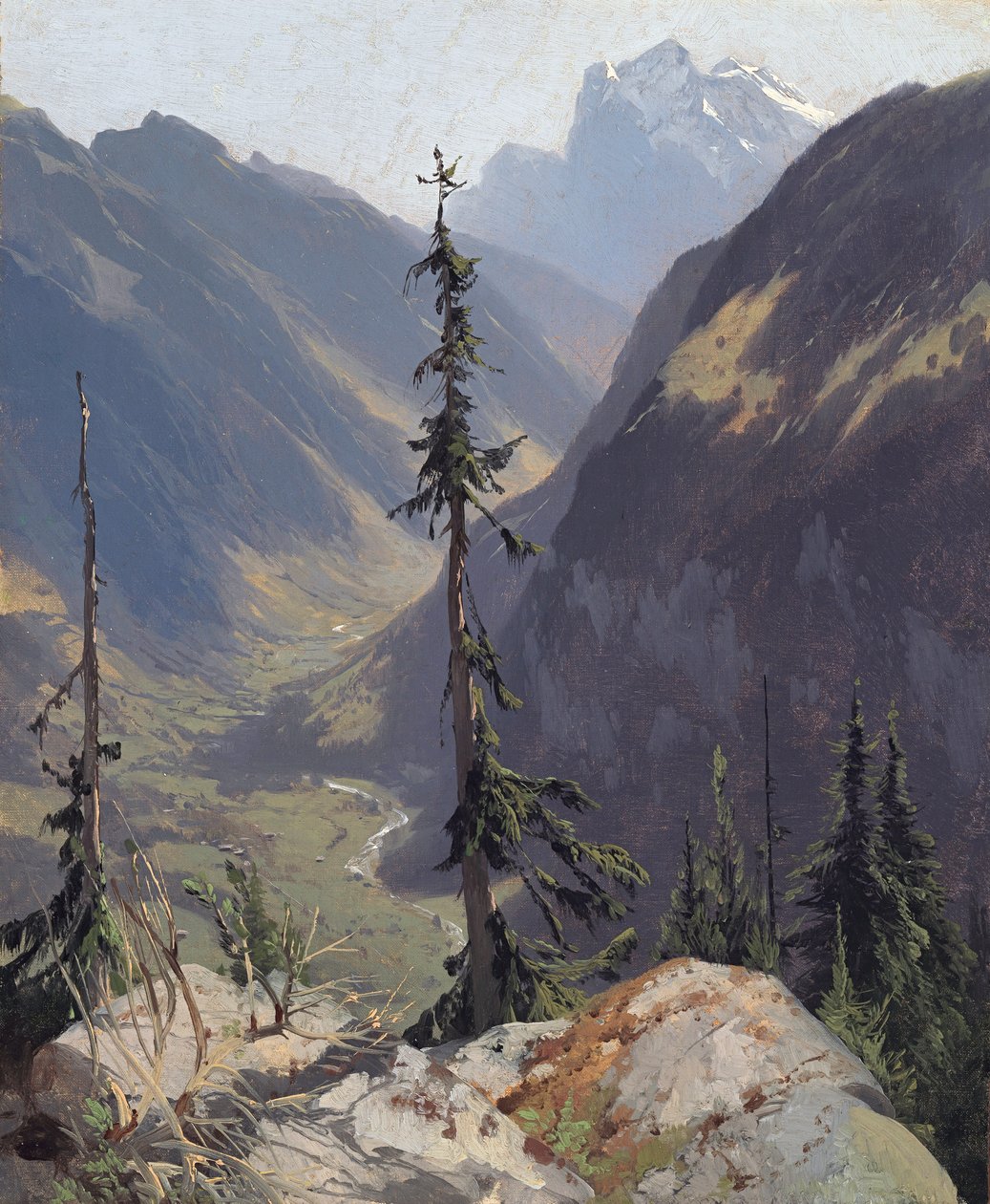 De Luetschental met de Wetterhorn, door Alexandre Calame, ca. 1850 door Alexandre Calame
