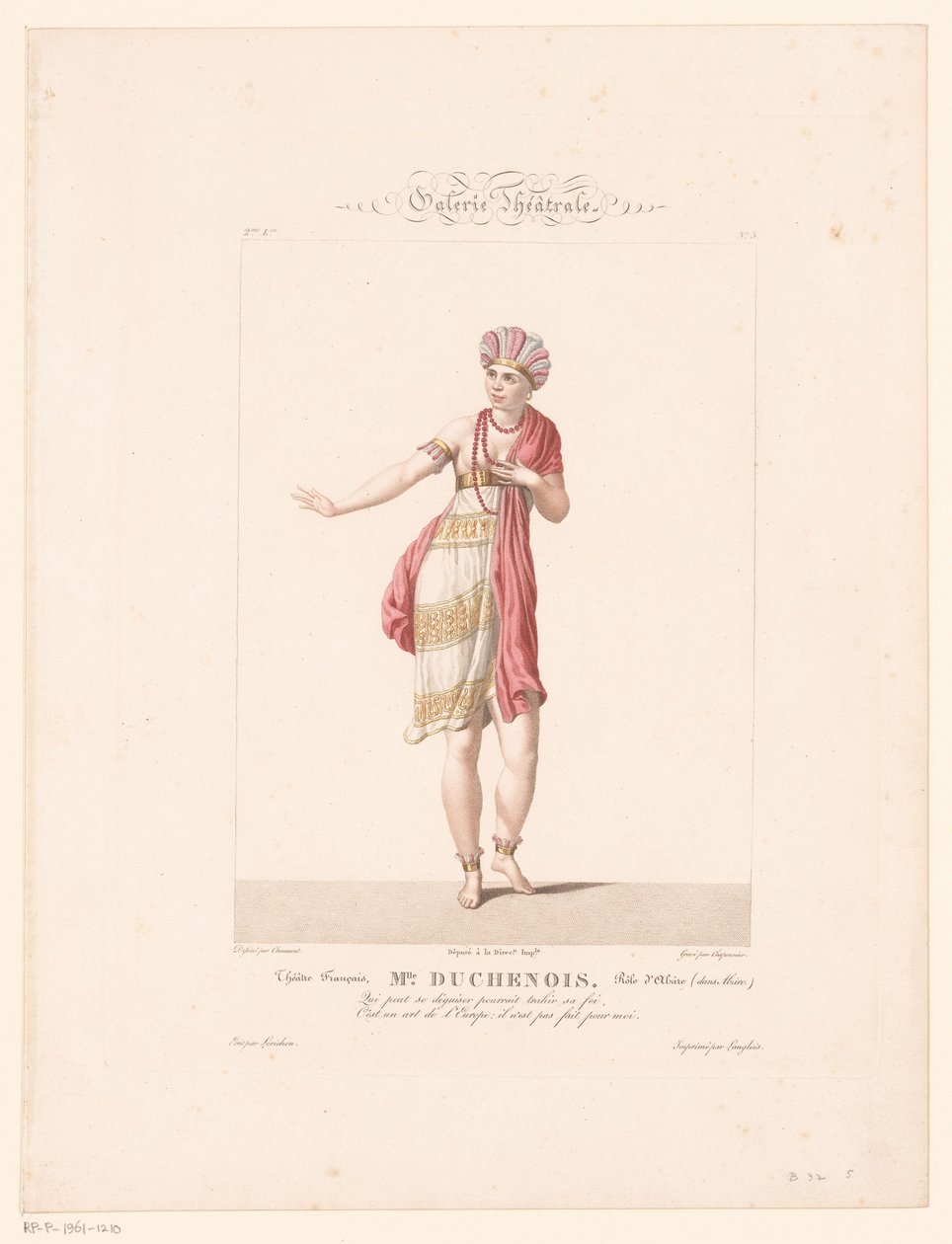 Portret van mevrouw Duchenois in de rol van Alzire door Alexandre Chaponnier