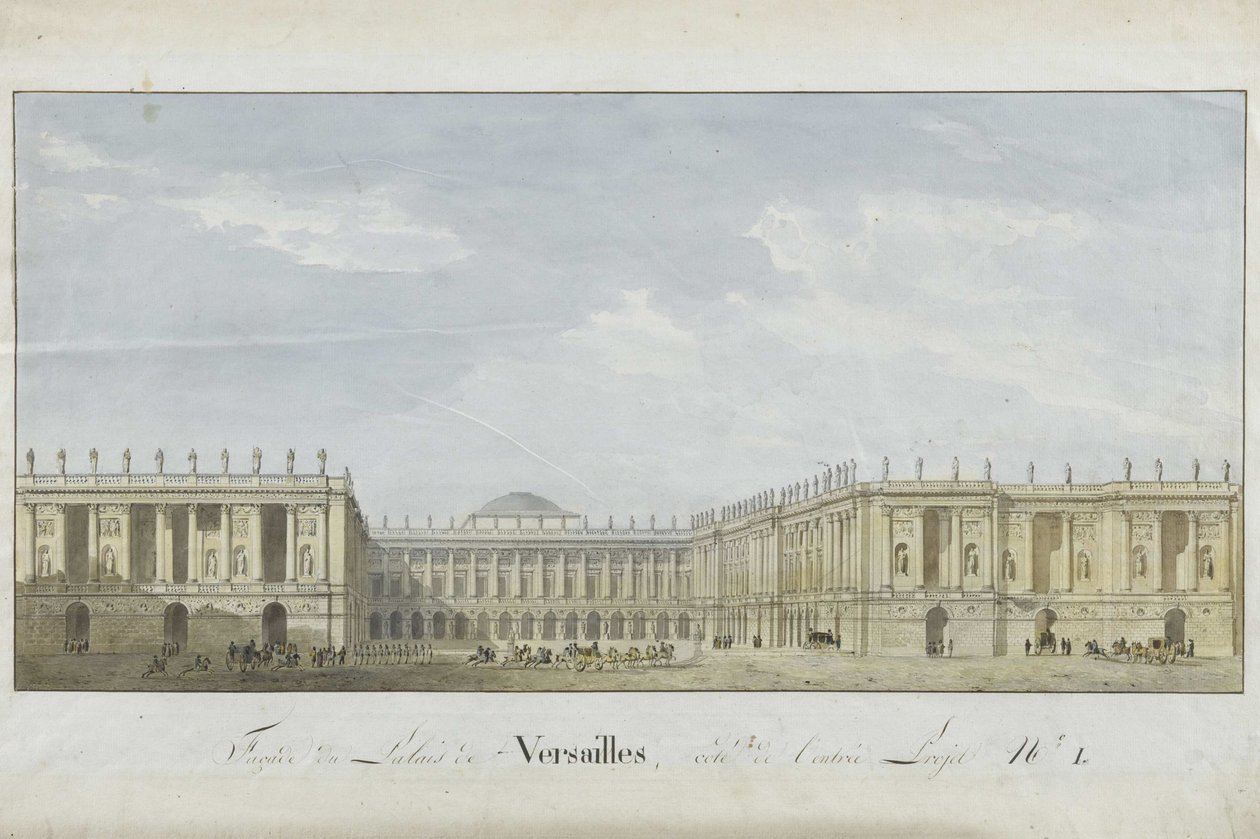 Gevelproject voor het Paleis van Versailles aan de ingangszijde, 1811-1813 door Alexandre Dufour