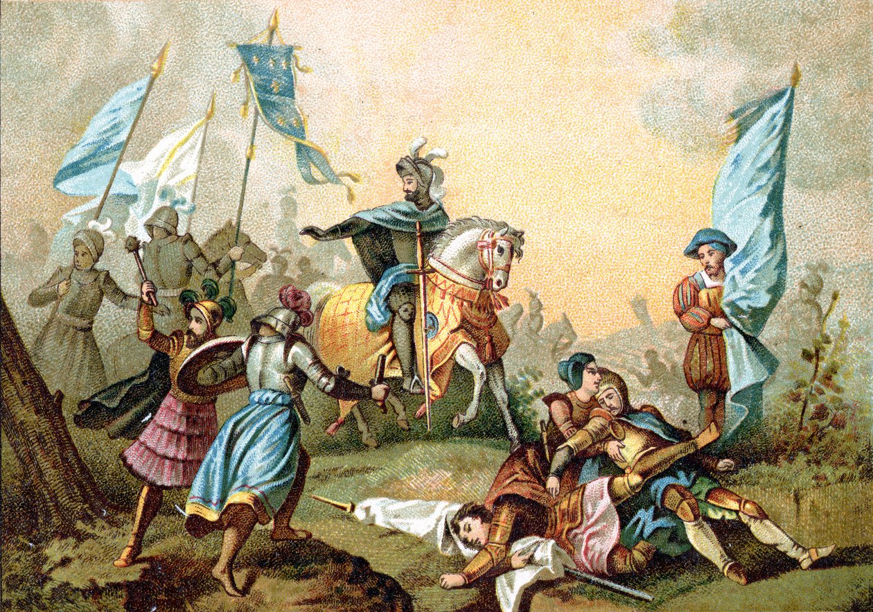 Francis I van Frankrijk bij de Slag om Marignano door Alexandre Evariste (after) Fragonard