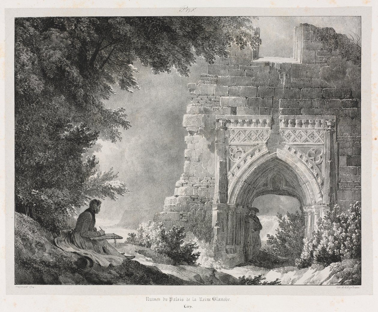 Schilderachtige en romantische reizen in oud Frankrijk: Ruïnes van het paleis van de Witte Koningin door Alexandre Evariste Fragonard