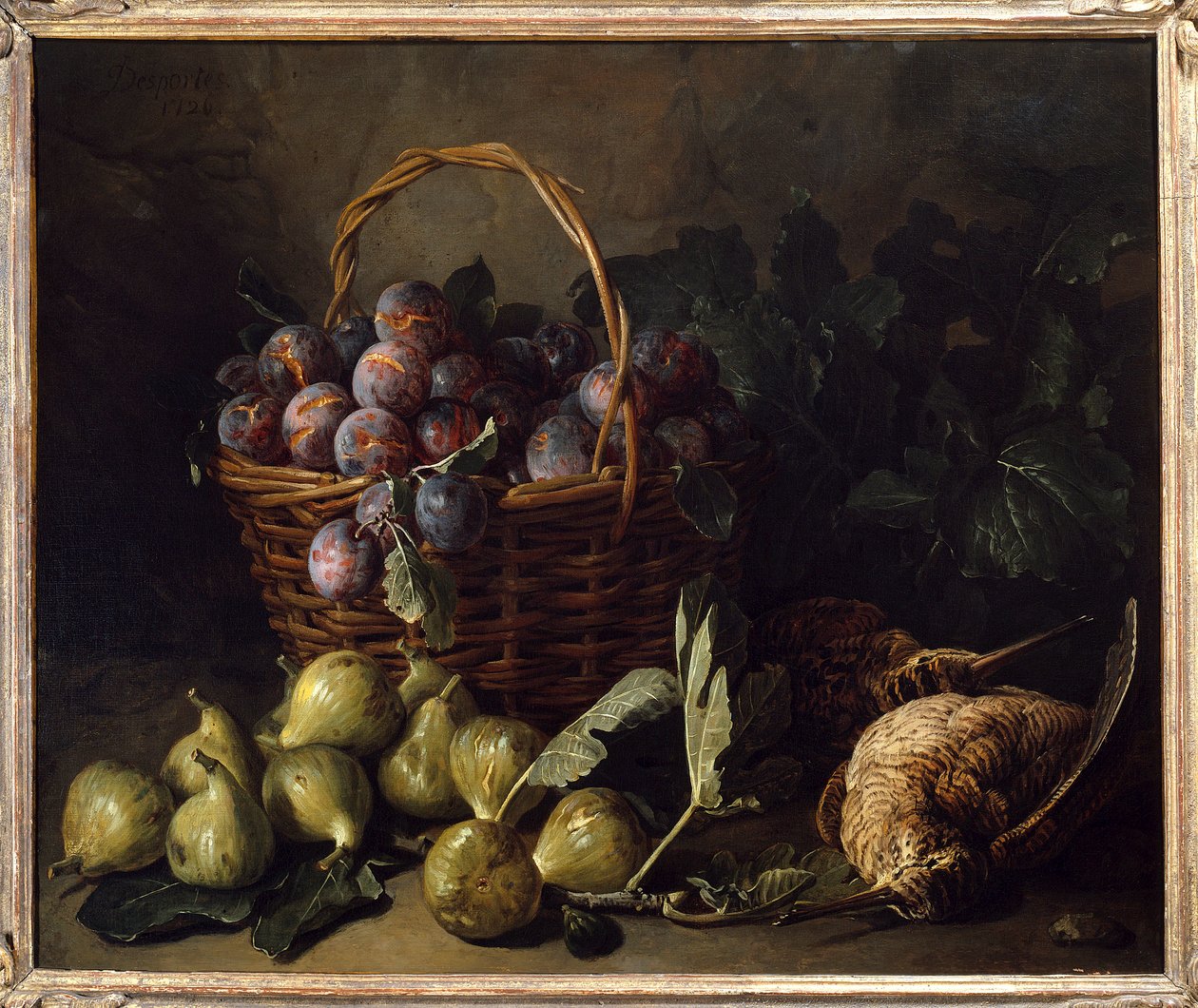 Stilleven, vijgen en pruimen door Alexandre Francois Desportes
