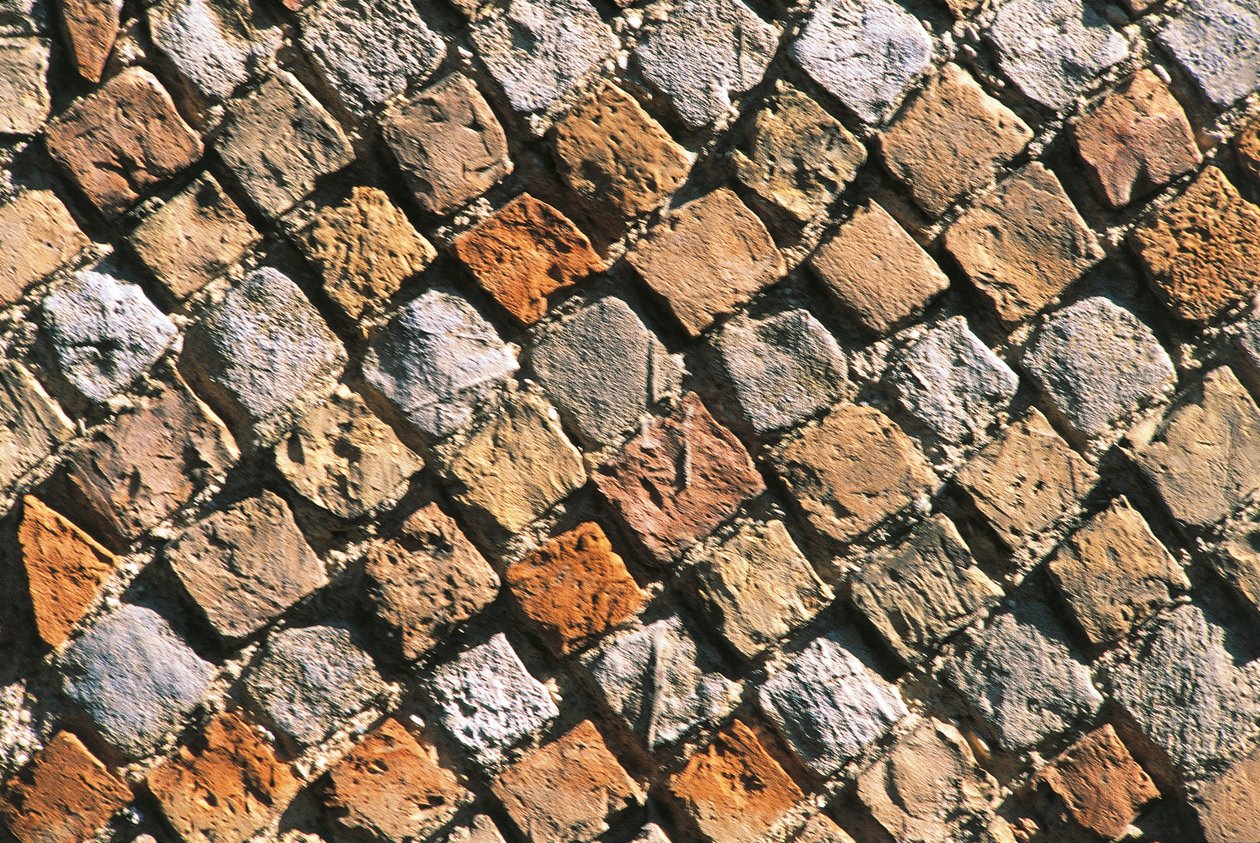 Close-up van een opus reticulatum vloer. Civitella acropolis, Italië, Abruzzen door Nicolas Toussaint Charlet