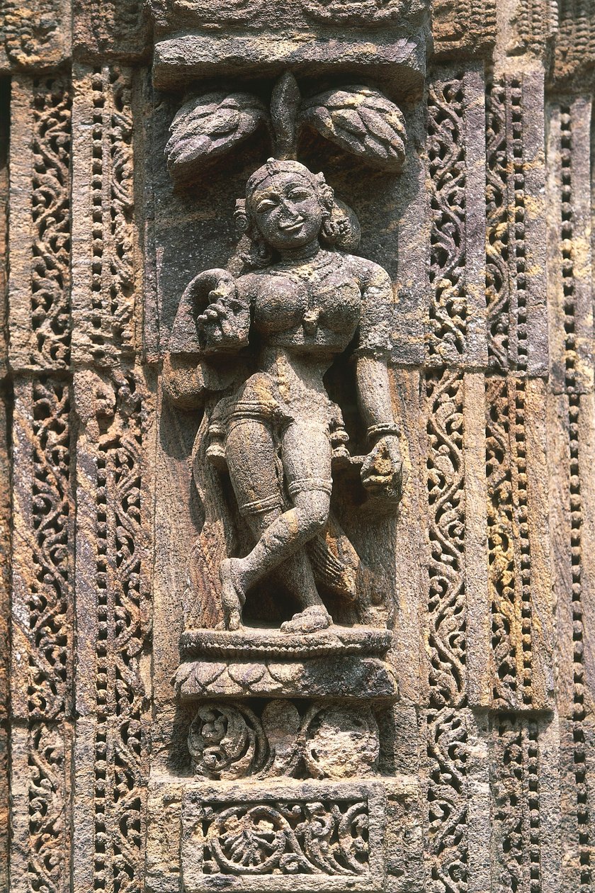 Danser, reliëf in de danszaal (Nata Mandir), Tempel van de Zon (UNESCO Werelderfgoedlijst) door Nicolas Toussaint Charlet