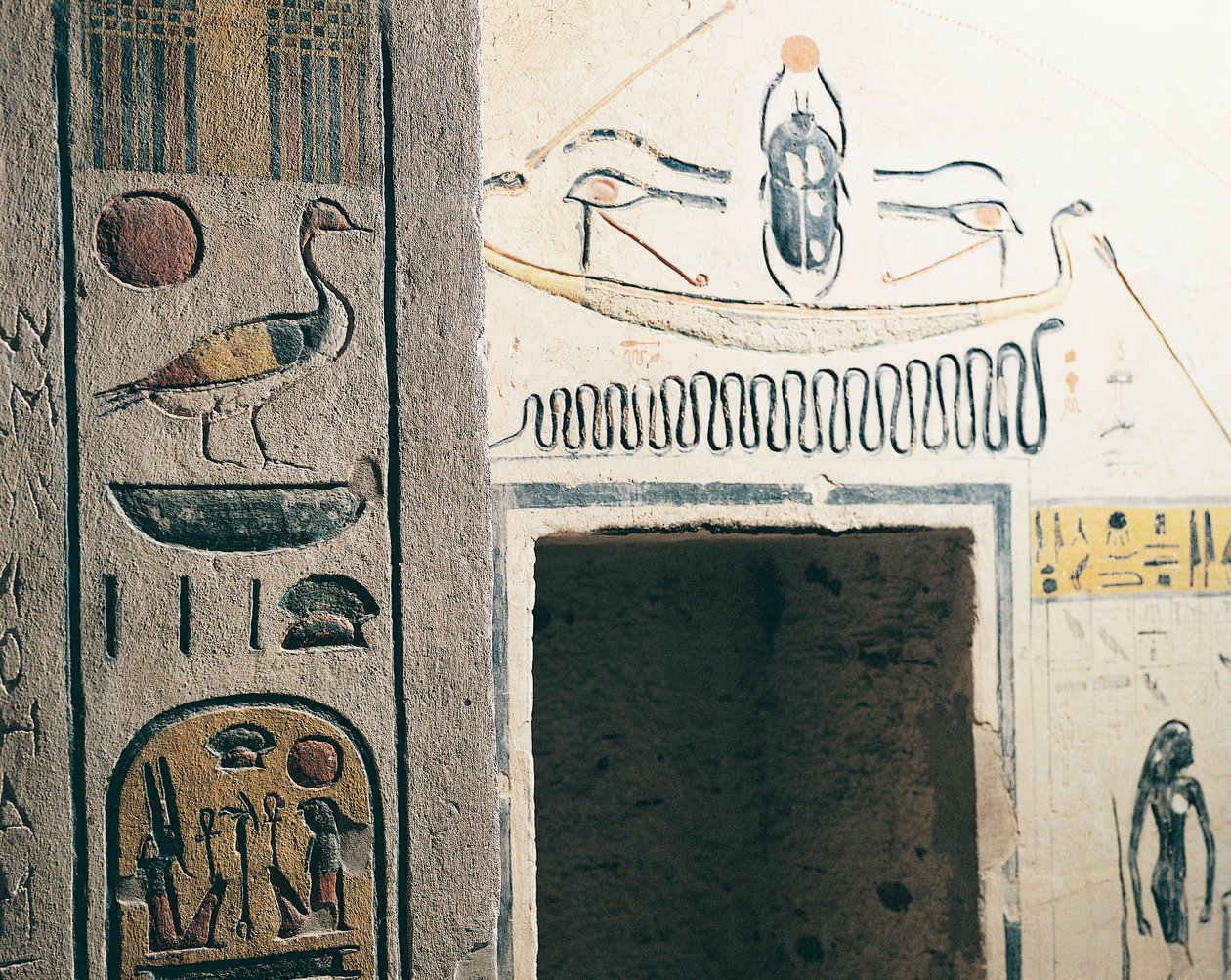 Egypte, Oud Thebe, Luxor, Vallei der Koningen, graf van Ramses IX (detail) door Nicolas Toussaint Charlet