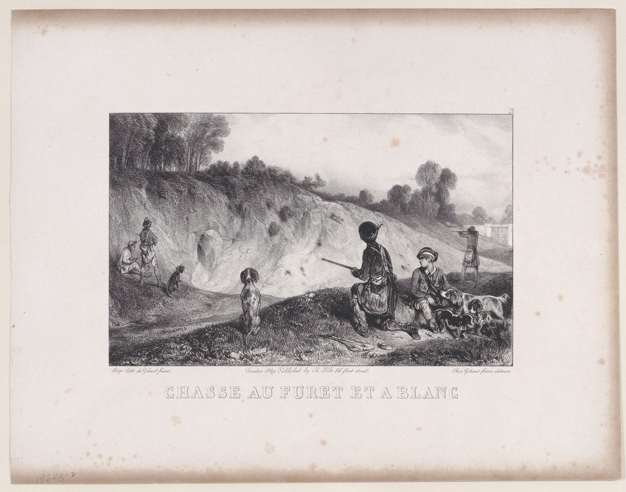 Jacht op een Fret met Blanks, uit de serie Jachtscènes, 1829 door Alexandre Gabriel Decamps