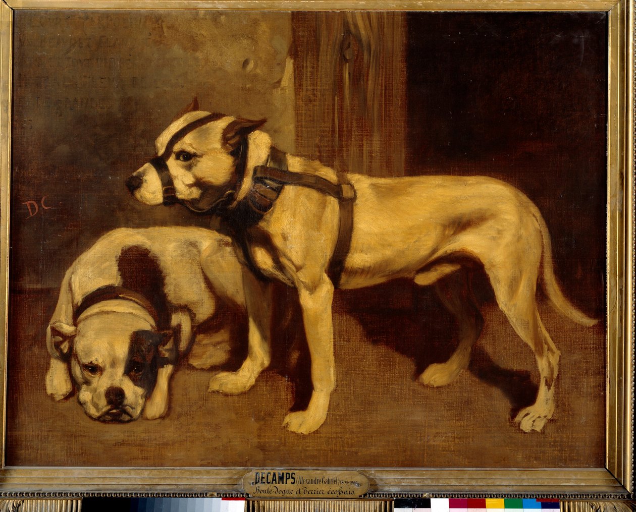 Schotse Bulldog en Terrier, slechte hond met muilkorf door Alexandre Gabriel Decamps