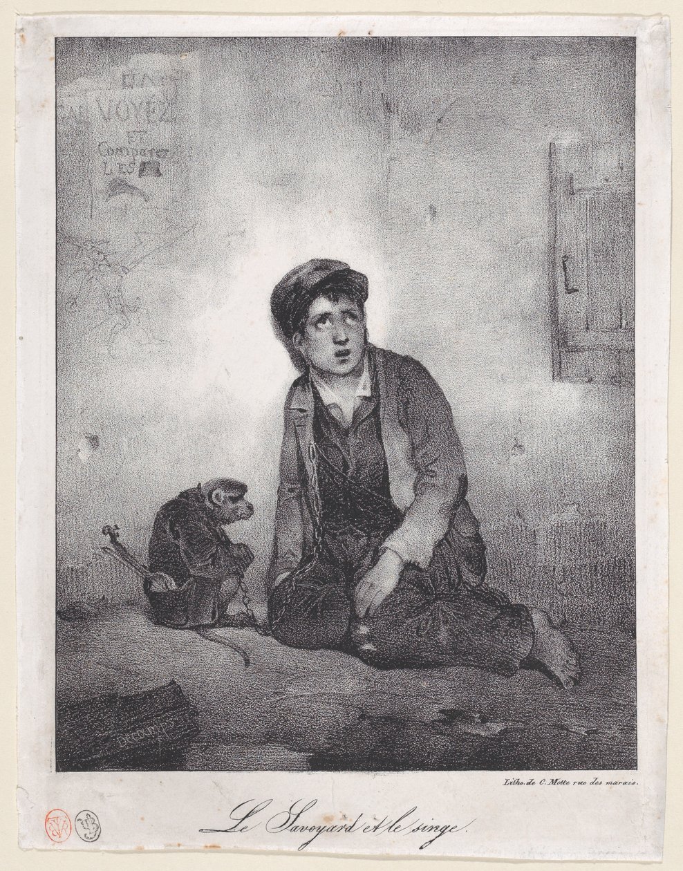 De jongen uit Savoye en zijn aap, 1823 door Alexandre Gabriel Decamps