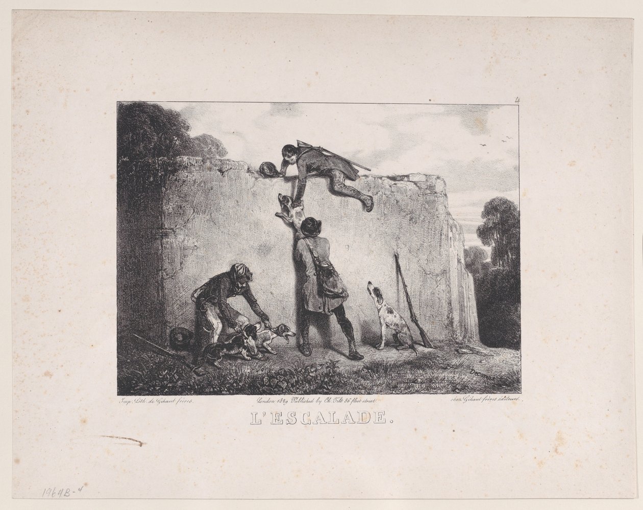De klim, uit de serie Jachtscènes, 1829 door Alexandre Gabriel Decamps